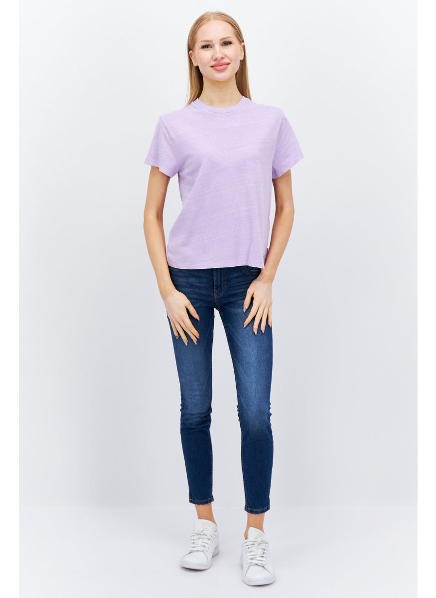 Levi's - Women Round Neck Short Sleeves Plain T-Shirt, Purple - Image 1