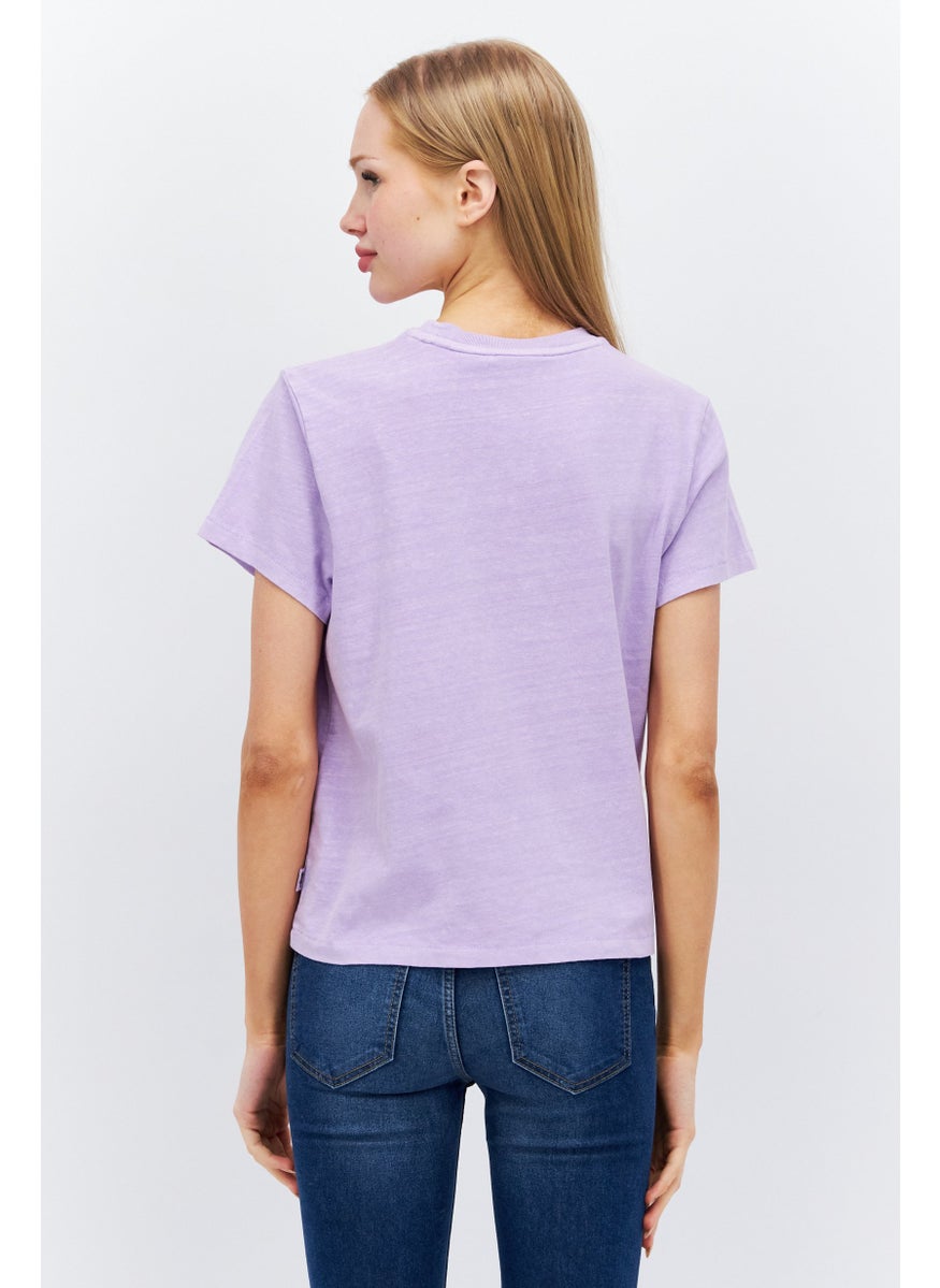 Levi's - Women Round Neck Short Sleeves Plain T-Shirt, Purple - Image 1