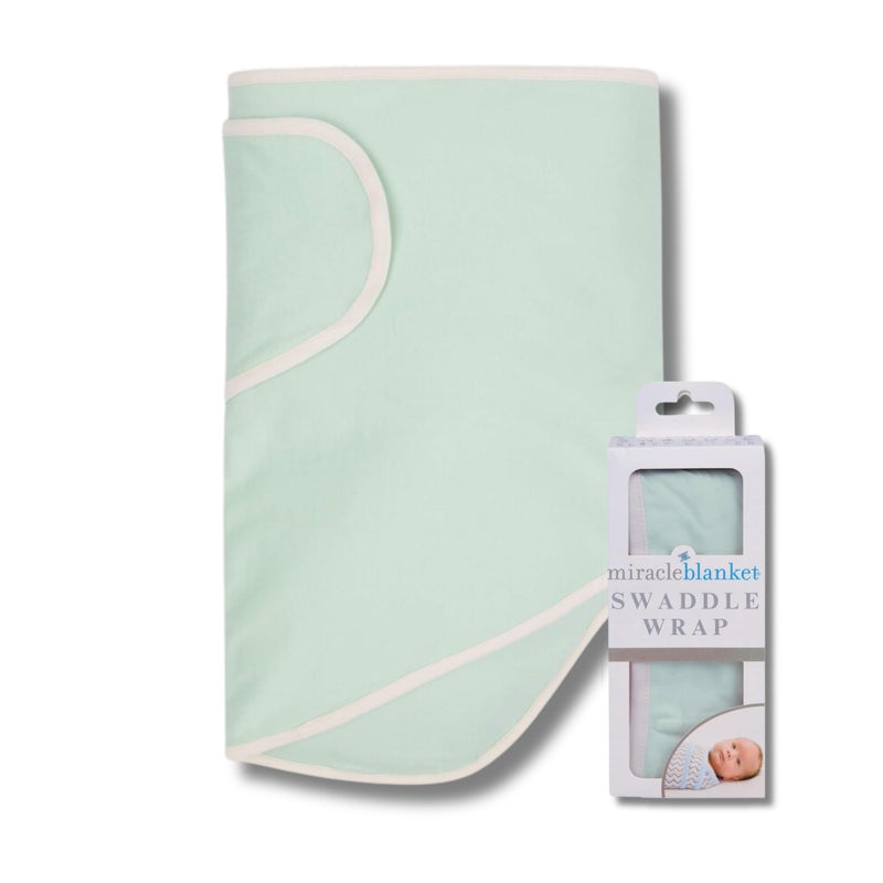 ميراكل بلانكيت Swaddle Wrap - Boy, Girl, or Neutral Receiving Baby Blanket - Soft, Wearable Sleep Sack Essential for Newborns and Infants (Green with Beige Trim) - Image 1