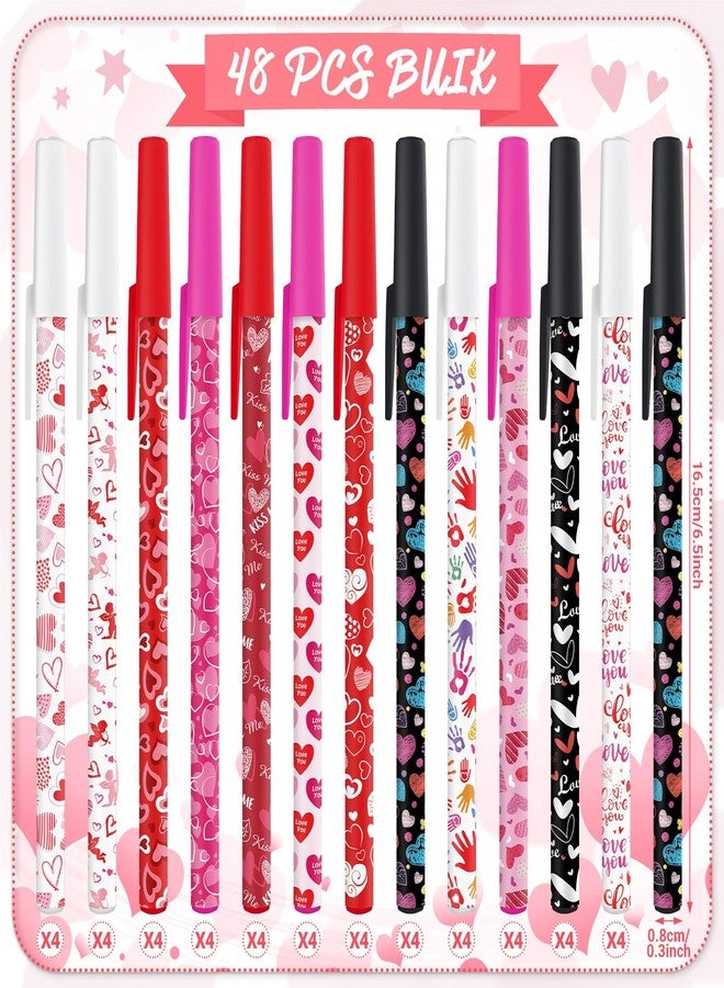 Faccito 48 Pcs Valentine's Day Pens Bulk Heart Ballpoint Pens Valentines Party Favors Valentine Heart Black Gel Ink for Birthday Wedding Exchange Gift Party Supplies - Image 2