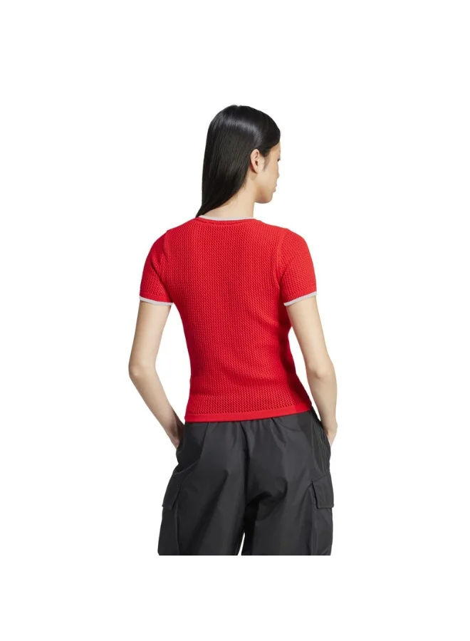 Adidas CROCHET TEE Red Originals Women T-SHIRTS