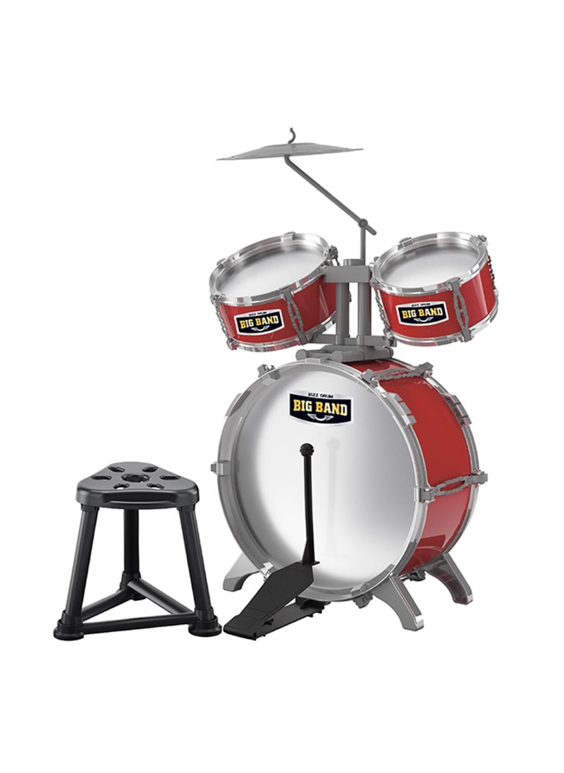 Little Story Kids Drum Set Musical Instrument With Stool- Red  - Image 1