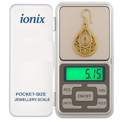 IONIX ميزان مجوهرات IONIX | ميزان وزن | آلة وزن رقمية | آلة وزن للذهب | آلات وزن إلكترونية للمجوهرات من 0.01 جرام إلى 200 جرام - فضي - Image 1