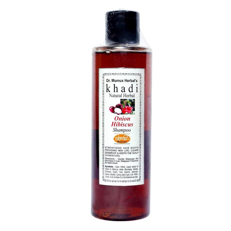 Khadi Natural Herbal Khadi Natural Herbal 100 Pure Natural Red Onion Hibiscus Shampoo With Amla AloeveraNeemTulsi For Hair Growth Strengthens Hair Suitable for Mens Womens 200 ml Pack of 1 - Image 1