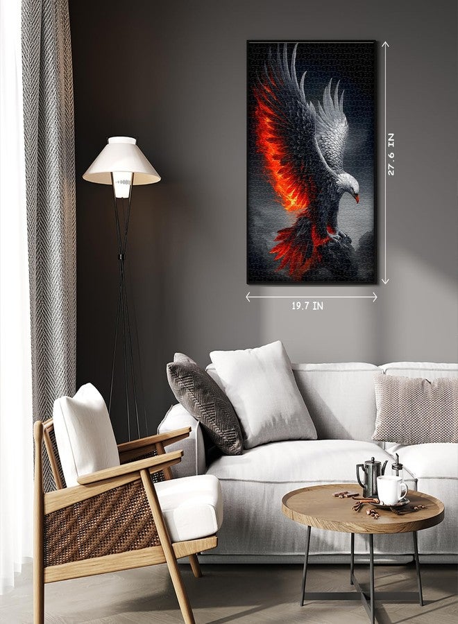PICKFORU Eagle Puzzles for Adults 1000 Piece, Nature Animal Bald Eagle Bird with Fire Wings, Black Art Impossible Jigsaw Puzzles - Image 4