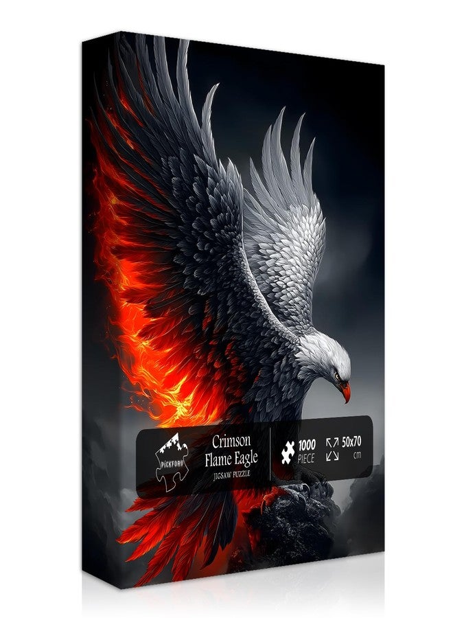 PICKFORU Eagle Puzzles for Adults 1000 Piece, Nature Animal Bald Eagle Bird with Fire Wings, Black Art Impossible Jigsaw Puzzles - Image 2