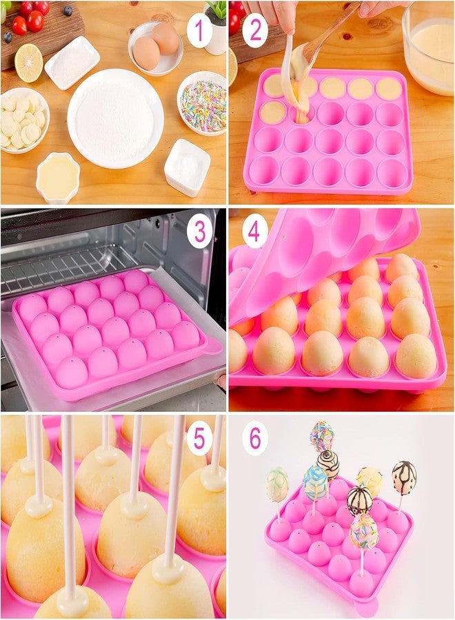 BAKING SET Silicone Cake Mould 20 Cavity Half Circle Mould Party Cupcake Baking Mould Cake Pop Stick Mould, Best Pies with Stick - Image 2