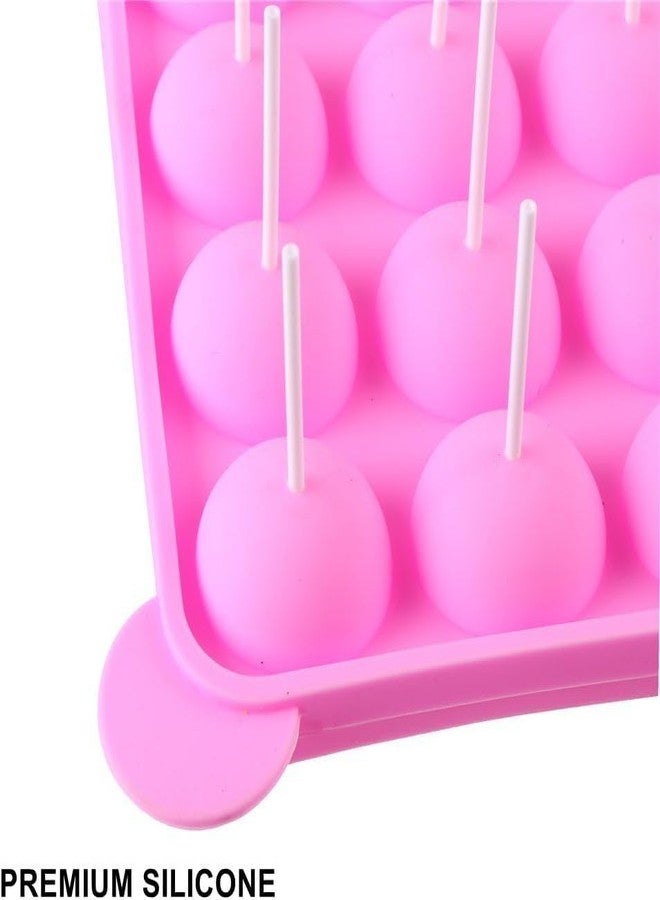 BAKING SET Silicone Cake Mould 20 Cavity Half Circle Mould Party Cupcake Baking Mould Cake Pop Stick Mould, Best Pies with Stick - Image 3