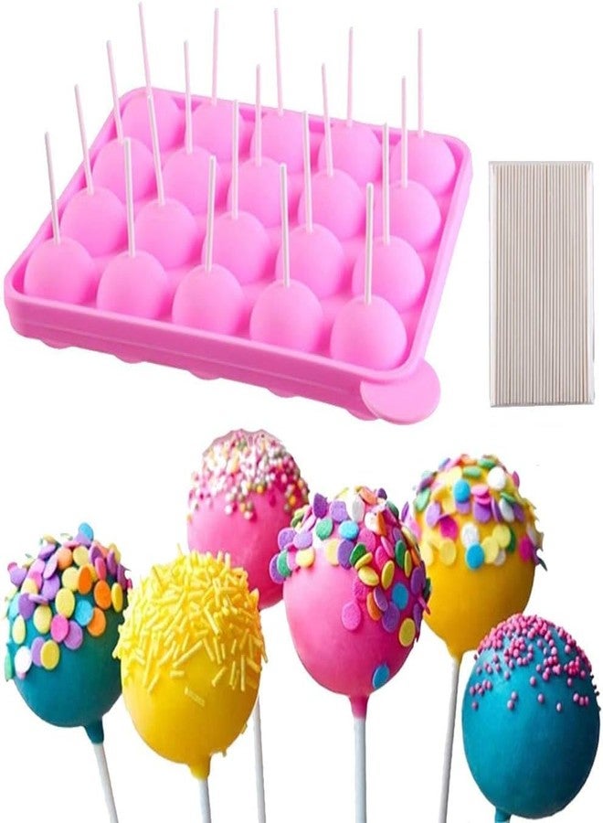 BAKING SET Silicone Cake Mould 20 Cavity Half Circle Mould Party Cupcake Baking Mould Cake Pop Stick Mould, Best Pies with Stick - Image 1