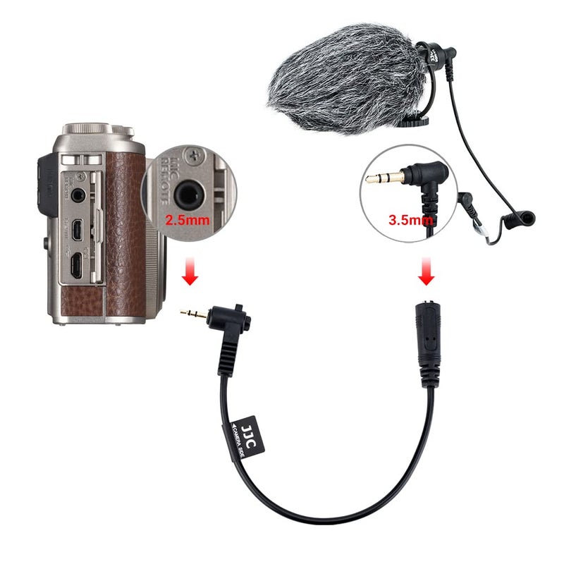 JJC 3.5mm Female to 2.5mm Male Microphone Audio Cable Mic Adapter for Fuji Fujifilm X-T30 II X-T30 X-T20 X-T10 X100VI X100V X100F X100T X-T100 X-PRO3 X-PRO2 X-T1 X-E3 X-E2S X-E2 X-E1 and XF10 Camera - Image 3
