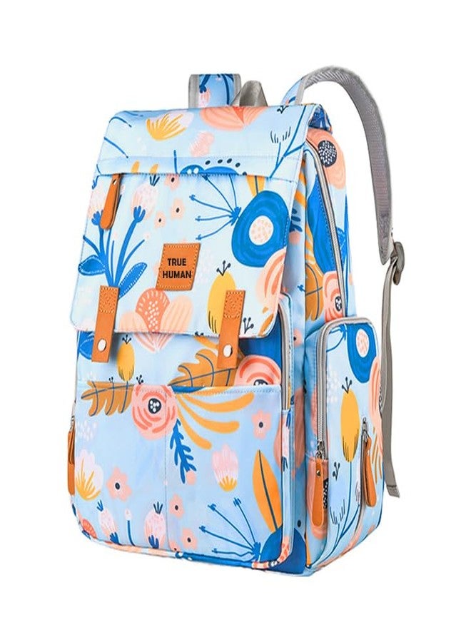 TRUE HUMAN Multipurpose Waterproof Fabric Diaper Bag Backpack Maternity Bag Newborn Baby Bag Nappy Bag Mothers Bag with Insulated Bottle Pockets (FLORAL) - Image 1