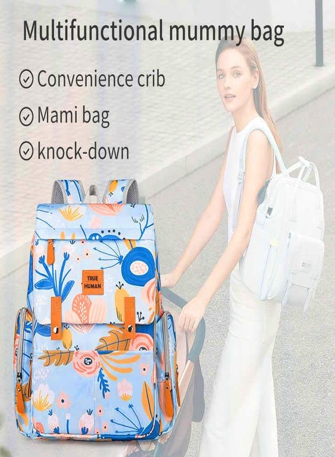 TRUE HUMAN Multipurpose Waterproof Fabric Diaper Bag Backpack Maternity Bag Newborn Baby Bag Nappy Bag Mothers Bag with Insulated Bottle Pockets (FLORAL) - Image 5