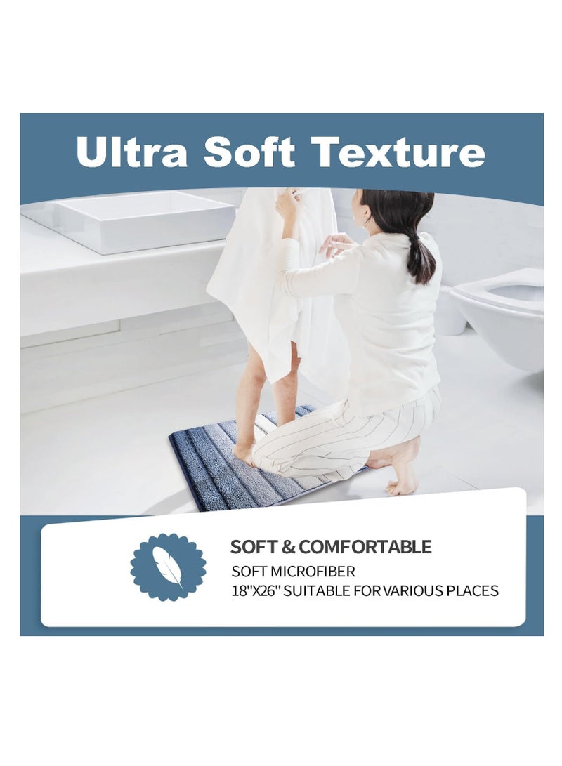 TYCOM Bathroom Rugs Bath Mat 50x80cm Non-Slip Fluffy Soft Plush Microfiber Shower Carpet Rug Machine Washable Quick Dry Ultra Bath Mats for Tub Bathroom and Shower Blue.  - Image 2