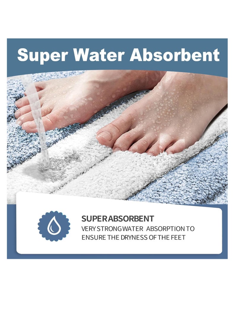 TYCOM Bathroom Rugs Bath Mat 50x80cm Non-Slip Fluffy Soft Plush Microfiber Shower Carpet Rug Machine Washable Quick Dry Ultra Bath Mats for Tub Bathroom and Shower Blue.  - Image 3