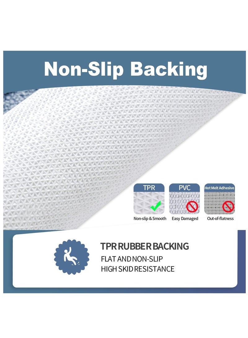 TYCOM Bathroom Rugs Bath Mat 50x80cm Non-Slip Fluffy Soft Plush Microfiber Shower Carpet Rug Machine Washable Quick Dry Ultra Bath Mats for Tub Bathroom and Shower Blue.  - Image 4