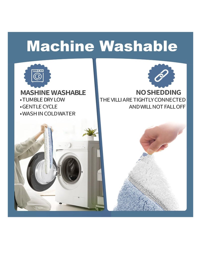 TYCOM Bathroom Rugs Bath Mat 50x80cm Non-Slip Fluffy Soft Plush Microfiber Shower Carpet Rug Machine Washable Quick Dry Ultra Bath Mats for Tub Bathroom and Shower Blue.  - Image 5