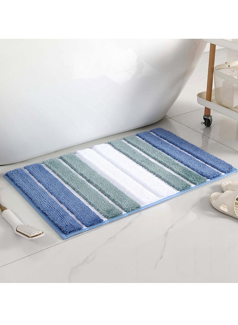 TYCOM Bathroom Rugs Bath Mat 50x80cm Non-Slip Fluffy Soft Plush Microfiber Shower Carpet Rug Machine Washable Quick Dry Ultra Bath Mats for Tub Bathroom and Shower Blue.  - Image 1