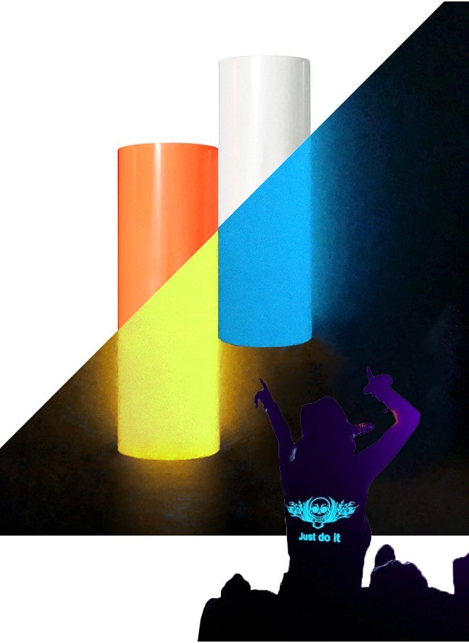Generic 2 Sheets Glow in The Dark Letter Membrane 25*30.5CM for T Shirt Luminous Elastic Colored Iron on Vinyl for DIY Crafts Hat Pillow Fabric Gifts T Shirt Decoration Luminous Lettering Film Blue/Orange  - Image 1