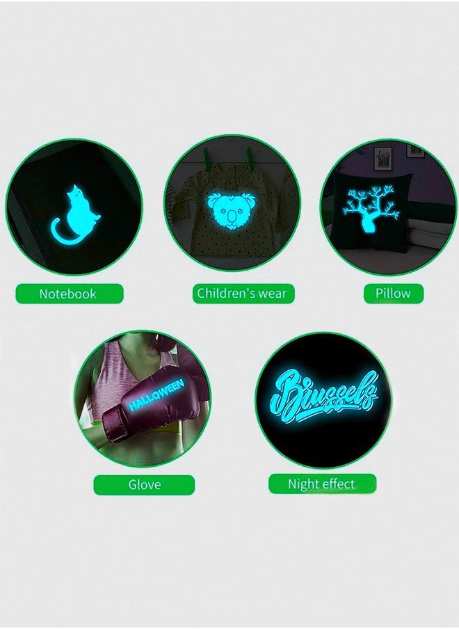 Generic 2 Sheets Glow in The Dark Letter Membrane 25*30.5CM for T Shirt Luminous Elastic Colored Iron on Vinyl for DIY Crafts Hat Pillow Fabric Gifts T Shirt Decoration Luminous Lettering Film Blue/Orange  - Image 2