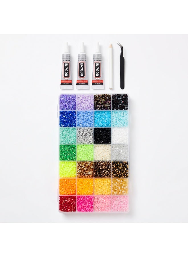 StarKids 【Deluxe Creative Decorating Kit - 40,000 Pieces】 28 Enchanting Colors Resin Rhinestone Jelly Set (3mm Size), with 3 x 10ml Tubes of B7000 Adhesive and Complete Jewelry Making Tools - The First Professional Choice for Decorating Nails, Clothing, Phone Cases, Notebooks, and DIY Art Projects - Image 4