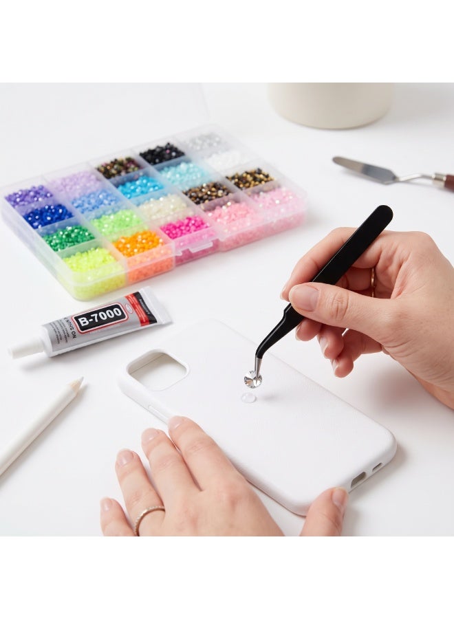 StarKids 【Deluxe Creative Decorating Kit - 40,000 Pieces】 28 Enchanting Colors Resin Rhinestone Jelly Set (3mm Size), with 3 x 10ml Tubes of B7000 Adhesive and Complete Jewelry Making Tools - The First Professional Choice for Decorating Nails, Clothing, Phone Cases, Notebooks, and DIY Art Projects - Image 2