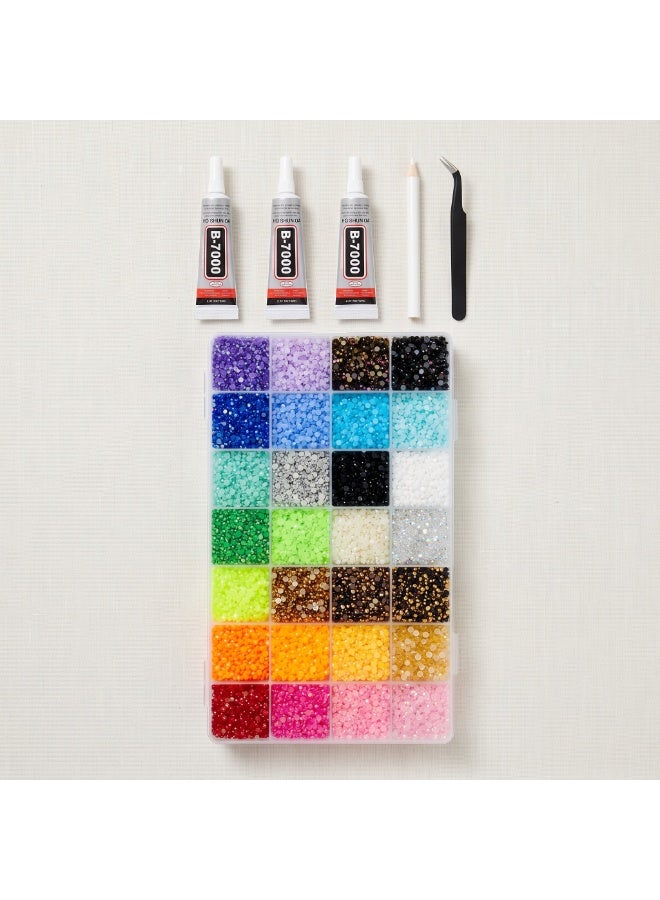 StarKids 【Deluxe Creative Decorating Kit - 40,000 Pieces】 28 Enchanting Colors Resin Rhinestone Jelly Set (3mm Size), with 3 x 10ml Tubes of B7000 Adhesive and Complete Jewelry Making Tools - The First Professional Choice for Decorating Nails, Clothing, Phone Cases, Notebooks, and DIY Art Projects - Image 3