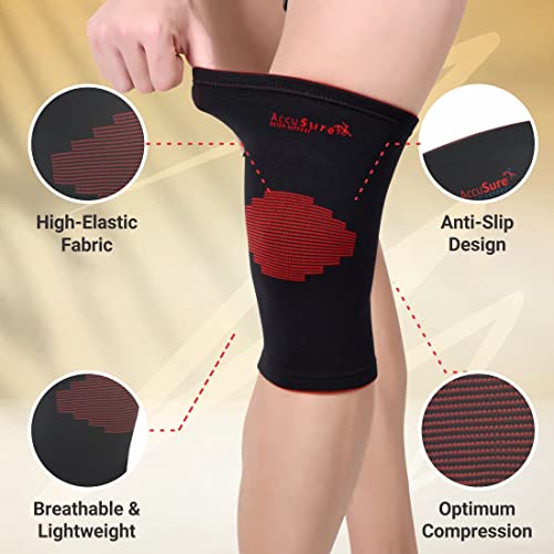 AccuSure Knee Brace Compression Sleeve- Best Support for Arthritis, ACL, Running, Basketball, Meniscus Tear, Sports, Joint Pain Relief, Injury Recovery For Men, Women (Large)Neoprene - Image 5