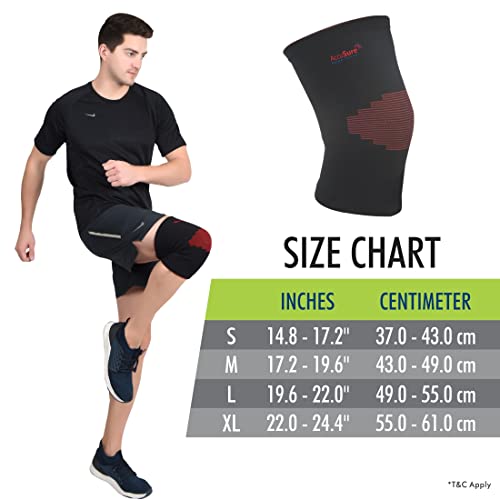 AccuSure Knee Brace Compression Sleeve- Best Support for Arthritis, ACL, Running, Basketball, Meniscus Tear, Sports, Joint Pain Relief, Injury Recovery For Men, Women (Large)Neoprene - Image 4
