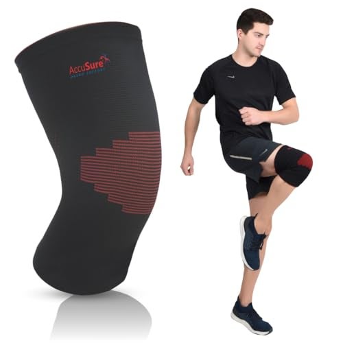 AccuSure Knee Brace Compression Sleeve- Best Support for Arthritis, ACL, Running, Basketball, Meniscus Tear, Sports, Joint Pain Relief, Injury Recovery For Men, Women (Large)Neoprene - Image 1