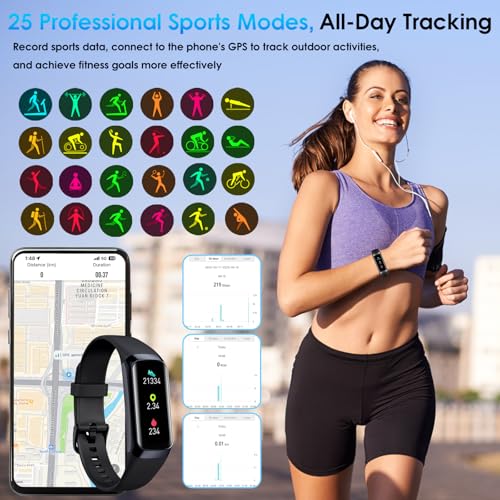 VUHIGIB Fitness Tracker, 24/7 Heart Rate Blood Oxygen Blood Pressure Body Temp Monitor Sleep Calorie Tracker with 1.1" AMOLED Touch Color Screen Pedometer Smart Watch Waterproof for Women Men - Image 4