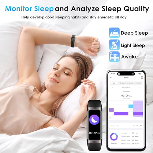 VUHIGIB Fitness Tracker, 24/7 Heart Rate Blood Oxygen Blood Pressure Body Temp Monitor Sleep Calorie Tracker with 1.1" AMOLED Touch Color Screen Pedometer Smart Watch Waterproof for Women Men - Image 3