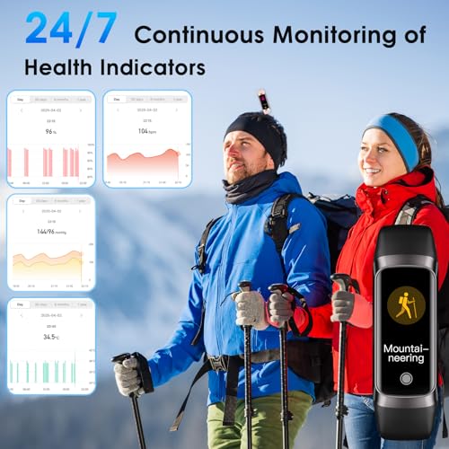 VUHIGIB Fitness Tracker, 24/7 Heart Rate Blood Oxygen Blood Pressure Body Temp Monitor Sleep Calorie Tracker with 1.1" AMOLED Touch Color Screen Pedometer Smart Watch Waterproof for Women Men - Image 2