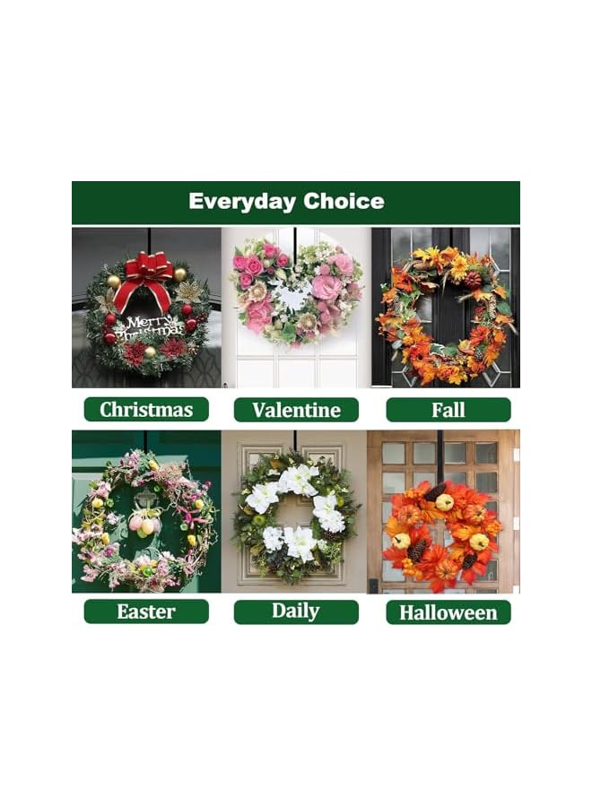 The Bros Adjustable Wreath Hanger for Front Door, suitable for Christmas Fall Thanksgiving Daily decoration, Hand bag hook, Sturdy Metal from 38-63.5 cm, Black - Image 2