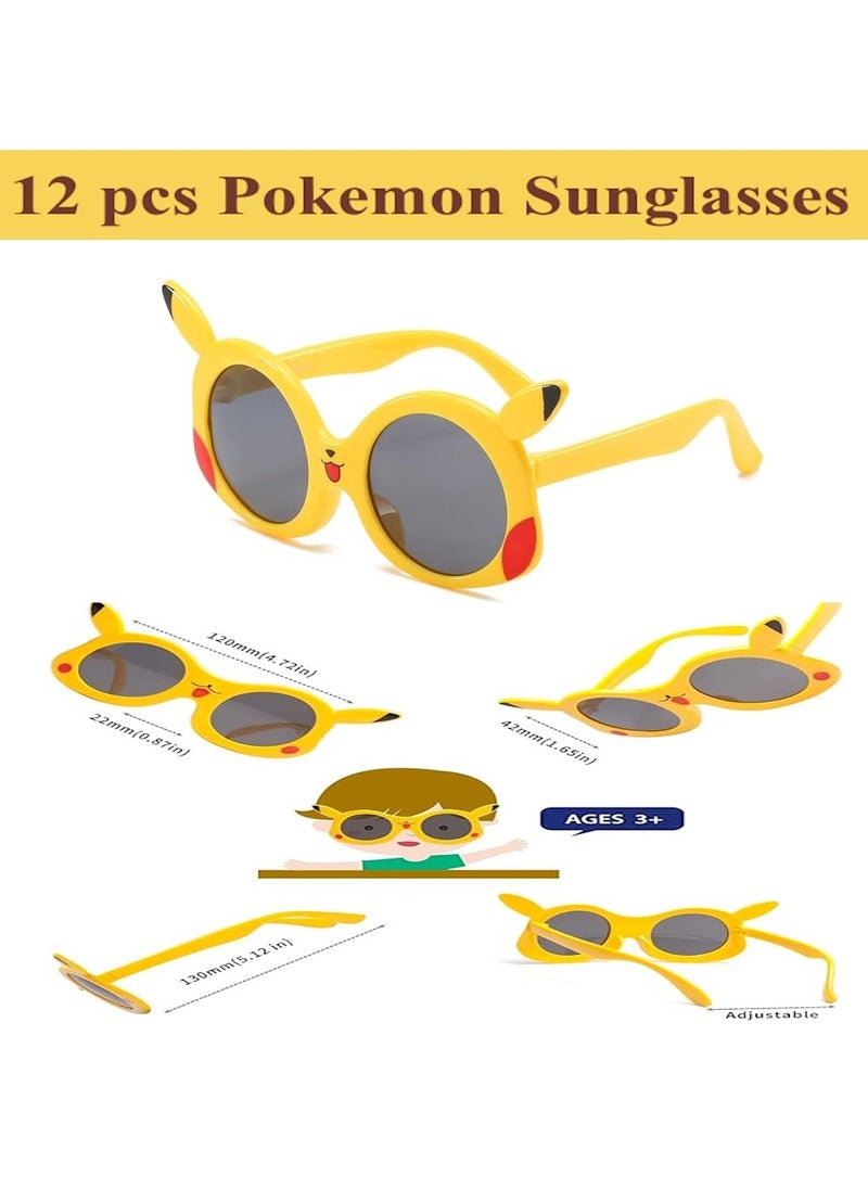 JOLLITY LLC Pokémon Party Favor Bundle Pack Pokémon Balls Keychains Action Figures Sunglasses Bands Pen Erasers Stickers Kids Gift Boys Girls (110 pcs)  - Image 3