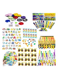 JOLLITY LLC Pokémon Party Favor Bundle Pack Pokémon Balls Keychains Action Figures Sunglasses Bands Pen Erasers Stickers Kids Gift Boys Girls (110 pcs)  - Image 1