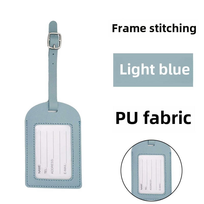 Thick PU Leather Luggage Tag with Flip Cover and Signature PaperFrame car line without flip light blue Frame car line without flip light blue