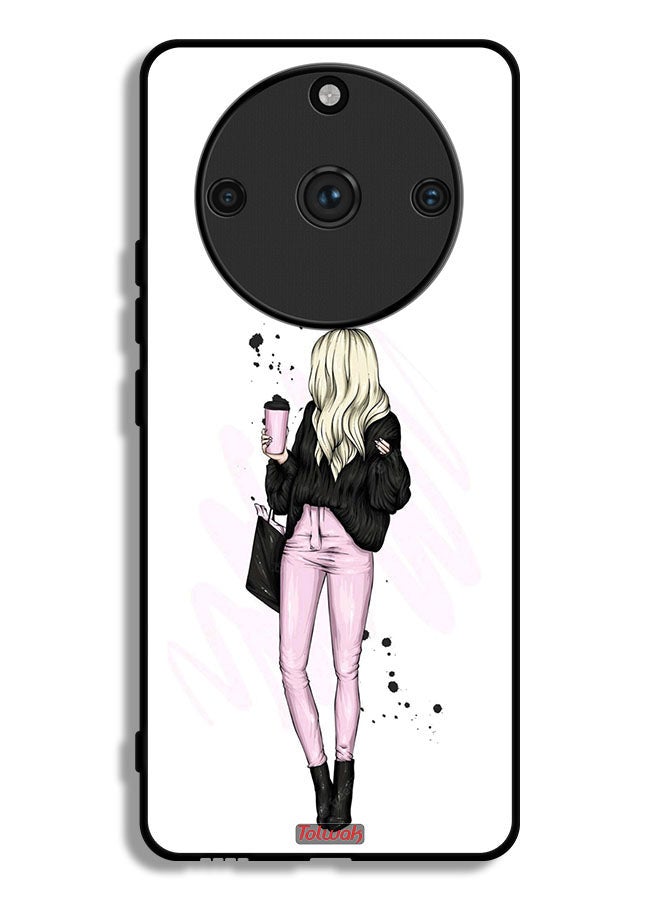 Tolwak Realme 11 Pro Plus Protective Case Cover Girl Holding Coffee Cup Art - Image 1