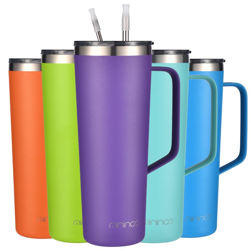 mininoo mininoo 24 oz Tumbler with Handle, Insulated Travel Coffee Mug with Lid and Straws, Stainless Steel Coffee Tumbler  - Image 1