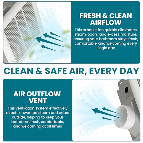 Harrier Hardware Bathroom Exhaust Fan 70 CFM Super Quiet 40dB 2 Sone, Corrosion Resistant Bathroom Fan, Shower Tub, Easy Install Bathroom Attic Vent Fan with 3-Inch Duct Outlet - Image 4