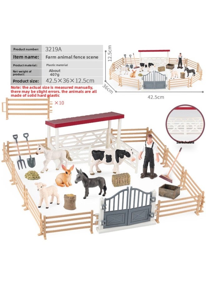 Cross-border Simulation Fun Farm Farm Animal Model Play House Toy Fence Farm Car Scene Suit Ornaments 