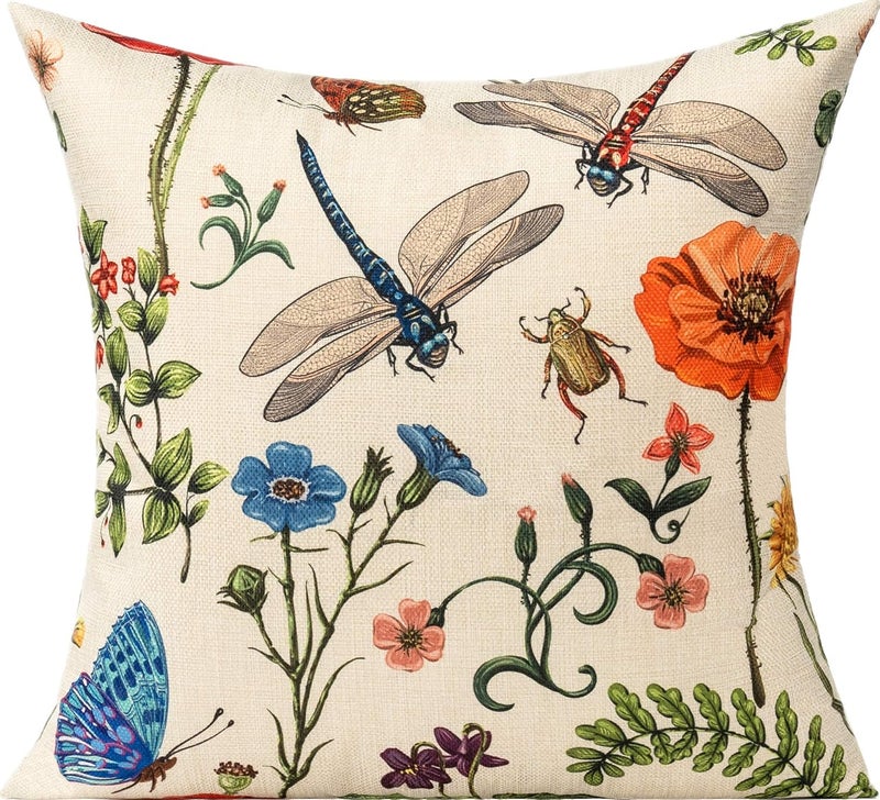 All Smiles 16 x 16 Throw Pillow Covers Outdoor Spring Summer Garden Flowers Farmhouse Outside Furniture Bench Decorative Swing Cushion Set of 4 for Patio Sofa Couch Chair - Image 2
