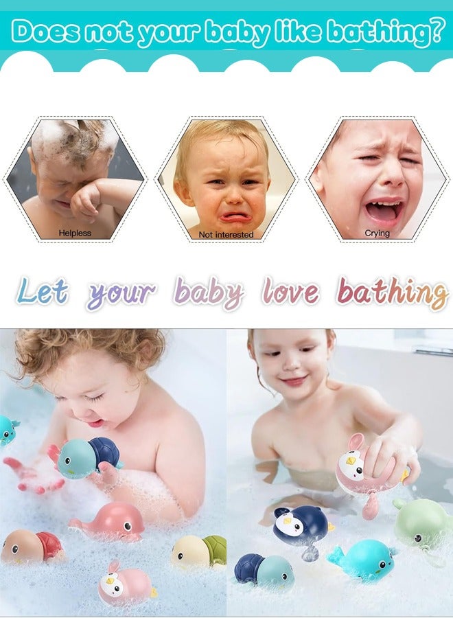 Baby Bath Toy,Cute Animal with Clockwork Bathtub Swimming Pool Toys for Toddlers 1-3, Boys & Girls, 3 Packs - Image 2