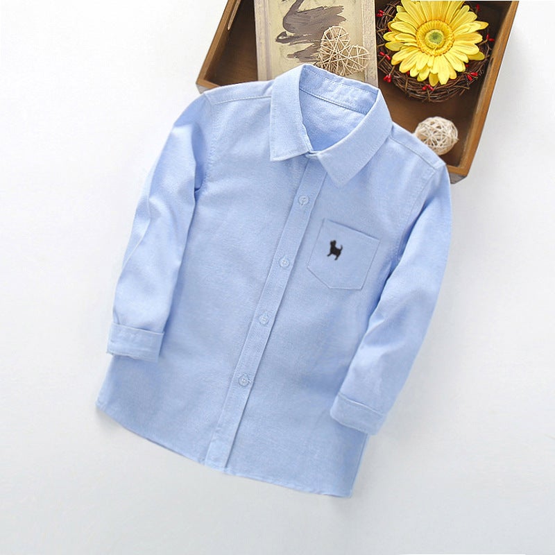 Boys' White Shirt Spring Children's Wear Long-sleeved Shirt Large Children's All-match Shirt for 3-14 Years Old Boys Spring and Autumn Shirt - Image 3