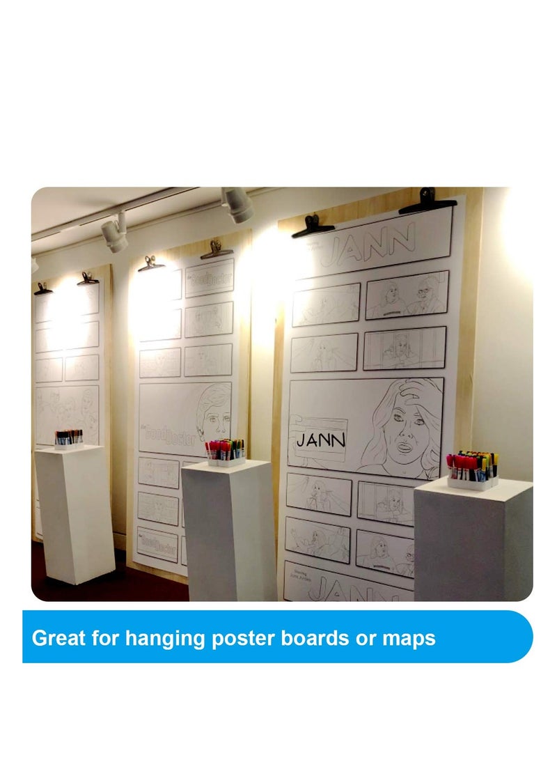 KASTWAVE 11.8 Inch Large Clips, Stainless Steel Jumbo Giant Paper Clamps, Metal File Money Binder Clamps Clips for Home Office School Supplies, 2 Pack Black - Image 4