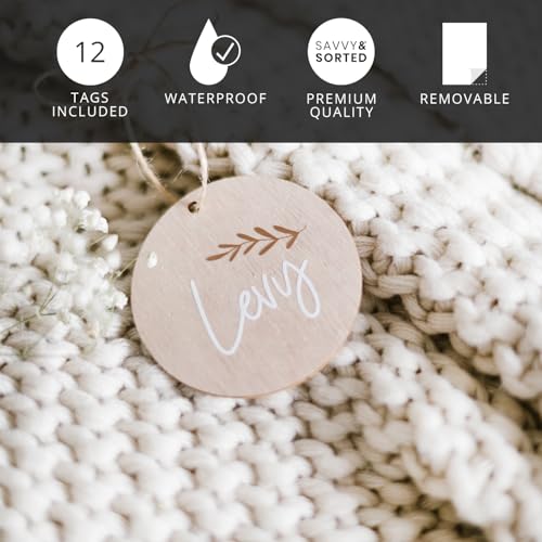 SAVVY & SORTED 12 Round Wooden Ornament Basket Tags for Storage Bin, 3” Wood Bin Labels with Jute String - Hanging Basket Labels for Pantry, Closet Organization, Blank Personalized Craft Tags - Image 2