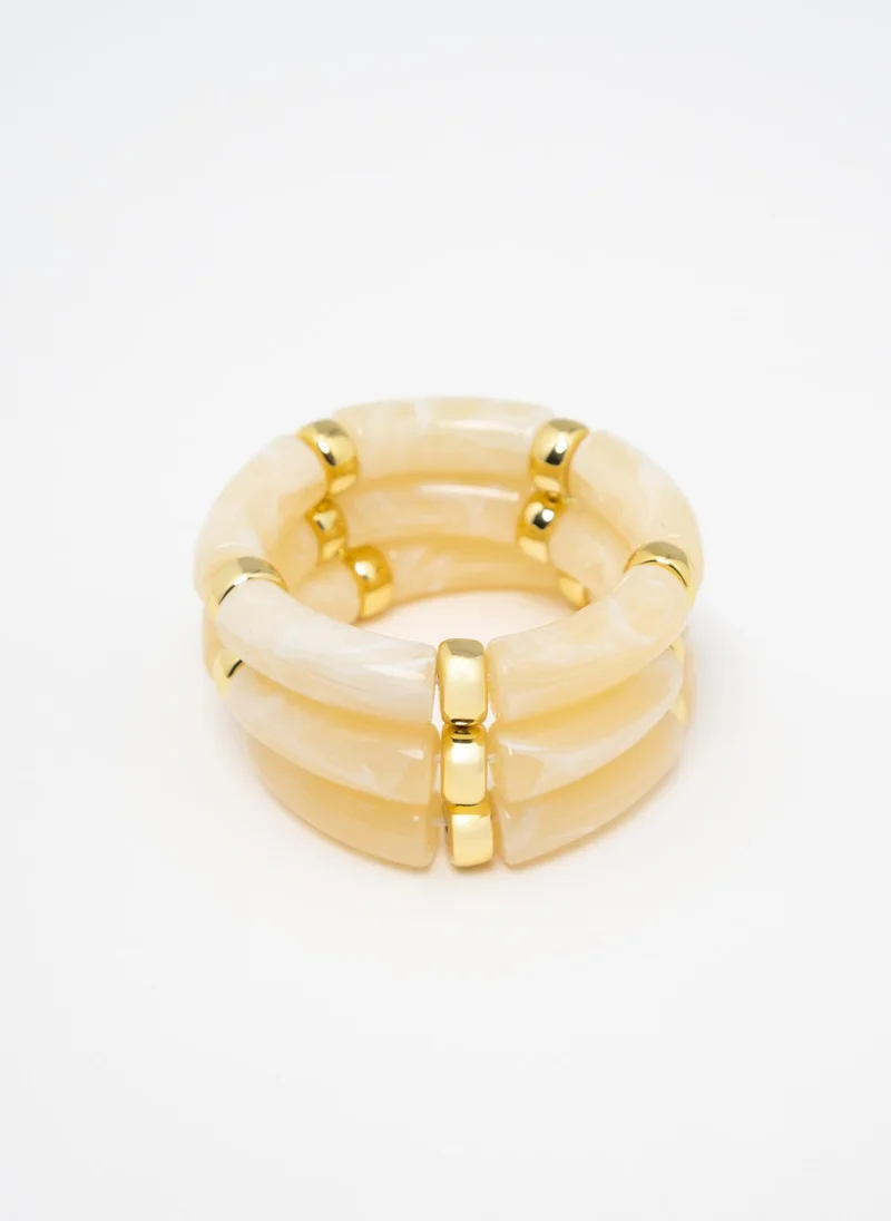 Lichi Set of three bracelets with golden inserts