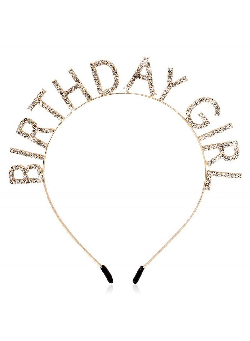 SYOSI Birthday girl headband lady birthday headdress happy birthday jewelry gold - Image 1