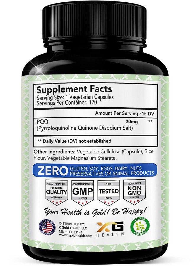 X Gold Health PQQ Supplement Veggie Capsules (Pyrroloquinoline Quinone), 99,7%+ Highly Purified - Promotes Mitochondrial Biogenesis, Energy Optimizer, Heart Health, Cognitive Function & Sleep Support (120 CT) - Image 2