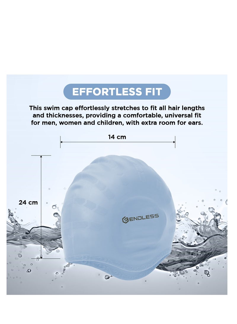 ENDLESS  Comfortable Silicon Swimming Cap with Ergonomic Ear Pockets | Fully Elastic Waterproof Cap for Long and Short Hair with Thicker Edge | For Women and Men  - Image 3