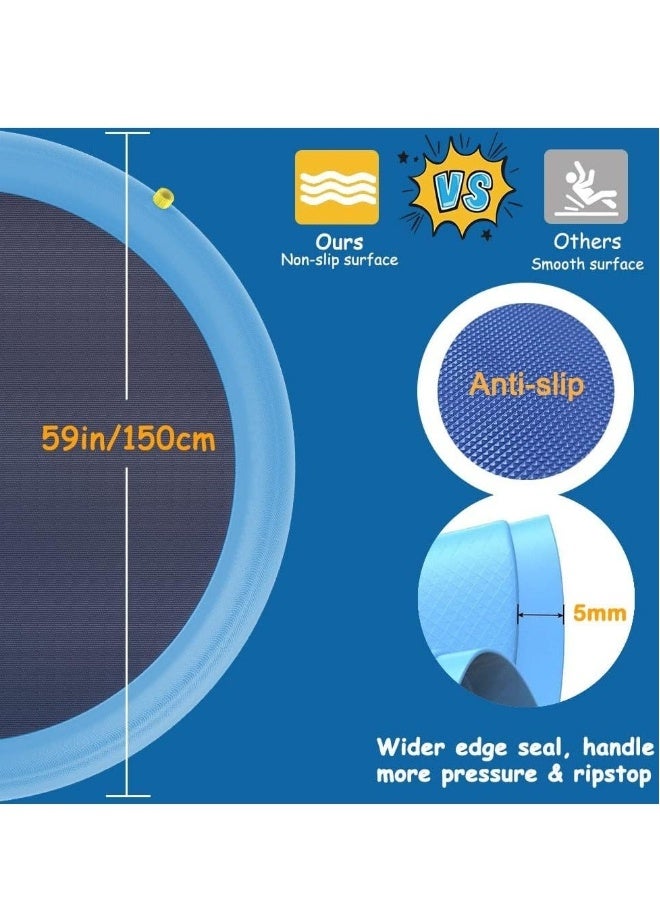 Splash Sprinkler Pad for Dogs Kids Anti-Slip Thickened Dog Pool Durable Upgrade Bath Pool Pet Summer Outdoor Water Toys Backyard Fountain Play Mat for Pet Dogs and Kiddie (150CM) - Image 3